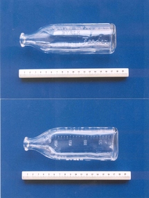Infant feeding bottle, 'Agee Pyrex Feeder', Crown Crystal Glass, c. 1961-63