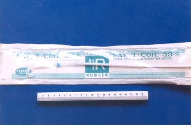 Saf-T Coil intrauterine device associated with Dr Ronald McKenzie Rome, Deseret Pharmaceutical Co. Inc, c. 1965 - 1982