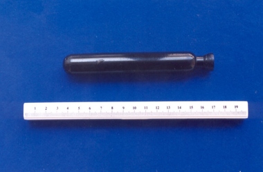 Rectal or vaginal irrigator associated with midwife Mary Howlett, c. 1866 - 1920