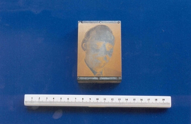 Printing block featuring image of Professor F J Browne, c. 1961, c. 1961