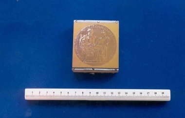 Printers block featuring image of the back of the Blair-Bell Medal, c. 1961, 1961