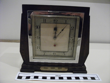 Mantle clock given to Professor F J Browne, 1934, c1934