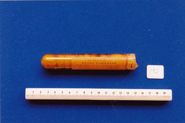 'Soloid' saline compound tablets in glass vial, used by Dr Mitchell Henry O'Sullivan, Burroughs Welcome & Co
