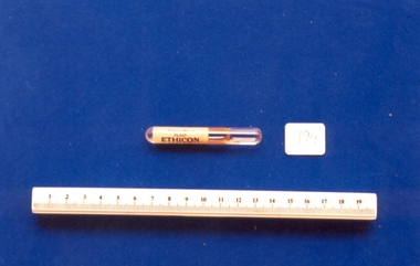 'Ethicon' catgut #1 in glass vial used by Dr Mitchell Henry O'Sullivan, Ethicon