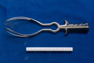 Barnes-type obstetrical forceps with Simpson style handles, c. 1849-1962, J. Grey & Son, Sheffield, U.K