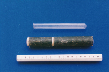 Test tube and case associated with midwife Mary Howlett, c. 1866 - 1920