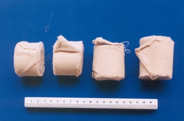 Cotton bandages associated with midwife Mary Howlett, c. 1866 - 1920