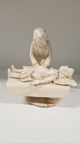 Sculpture - Ceramic vignette of an obstetrician with an antenatal patient, Gale Pitt, c. 1996