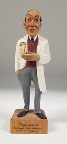 Sculpture - Carved wooden figurine of a gynaecologist, Germany, Jaschke Pretzl, c. 1950s