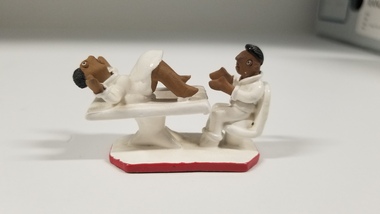 Sculpture - Ceramic vignette of a woman in childbirth