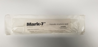 Equipment - Mark-7 disposable uterine sound associated with Dr Lachlan Hardy-Wilson, Searle Laboratories, 1984