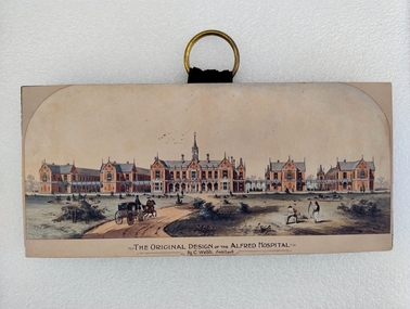 Print - Colour print, Charles Webb, Original design of the Alfred Hospital, c. 1870