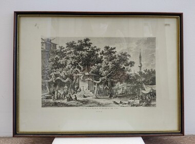 Print - Reproduction print, Carl William Weisbrod (active 1770s) et al, Vue de la Place Publique de Cos, c. late 18th century