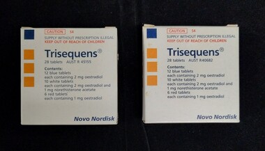 Unknown - Tow boxes of Trisequens medication, Novo Nordisk, c.1995-1996