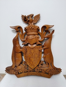 Decorative object - Carved wooden coat of arms, RACOG