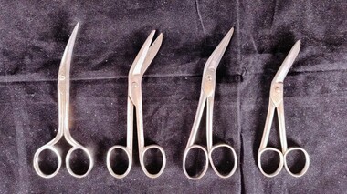 Instrument - Four pairs of uterine suture scissors associated with Dr Felix Meyer, Arnold & Sons