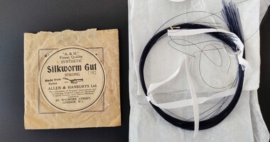 Equipment - Allen and Hanburys synthetic silkworm gut with original packaging associated with Dame Constance D'arcy, Allen & Hanburys, England