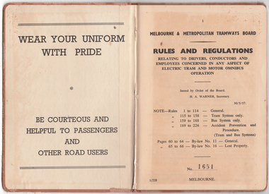 Book, Rules And Regulations, Unknown, thought to be 1960's