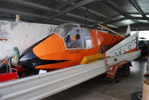 Derigged glider on trailer