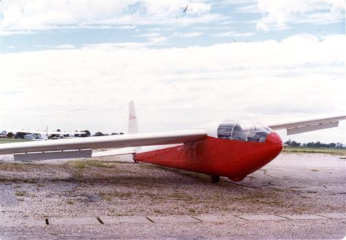 Red and white sailplane