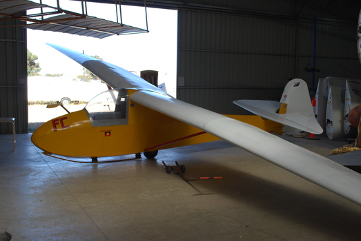 Glider in hangar