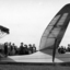 Glider with a crowd of people in background