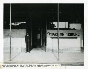 John Richardson standing outside the Charlton Tribune office. 
