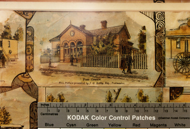 Photo of a portion of the Charlton Lithograph showing the Charlton Post office.