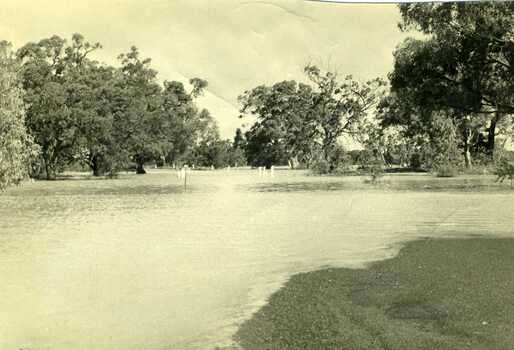 Flooding of Gordon Park playground in 1973. Charlton Victoria.