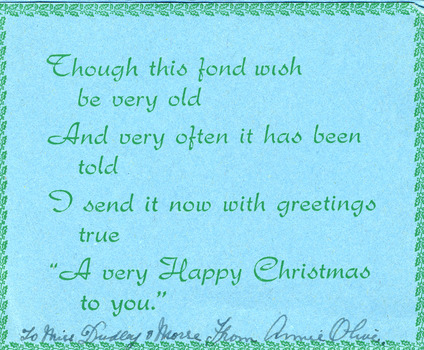 Back of postcard with inscription 