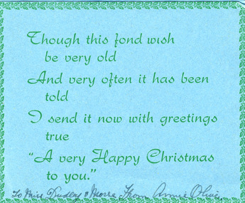 Back of postcard with inscription 