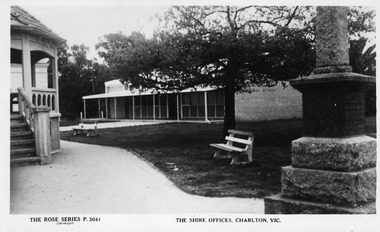 Postcard, The Rose Series P. 3041  THE SHIRE OFFICES, CHARLTON VIC