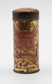 Domestic object - Tin Shaving Stick Holder, Lathercreme Co