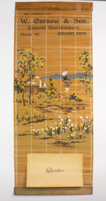 Ephemera - Bamboo Backed Calendar, W. Curnow & Son General Storekeeper