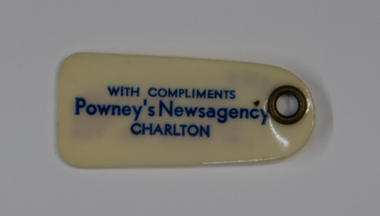 Domestic object - Key Tag, Key Tag  Powney's Newsagency Charlton