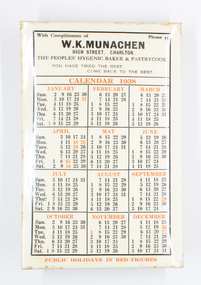 Article - Calendar, "W. K. Munachen Calendar 1938", 1938