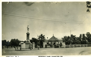 Photograph - Black and white photgraph / postcard Memorial Park Charlton Victoria