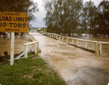 Photograph, Charlton Floods - 7 Mile Lane Bridge over Avoca River- Approx 1980 - Charlton South Vic. 35258