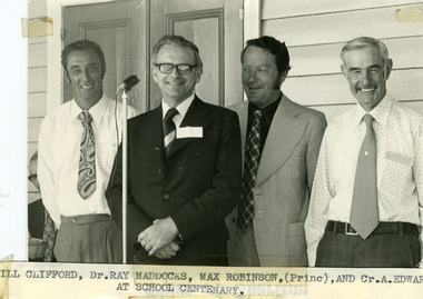 Photograph - Black and White Photo Official Speakers at Charlton State School Centenary Celebrations 1975, 1975