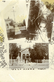 Postcard, Photo of three Charlton Scenes - Monument of Boer War, Avoca River Reflections & Charlton Post Office