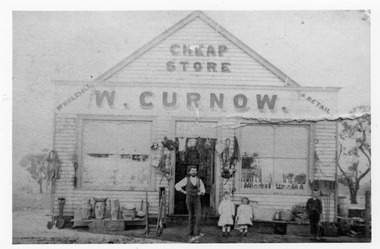 Photograph - Black and white photo of W. Curnow's "Cheap Store" & Retail   c. 1900