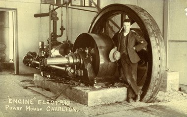 Photograph - Postcard photo of Charlton power generating engine