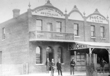 Photograph - Black and white photo Proctor's Triple Fronted shop in Charlton c.1890