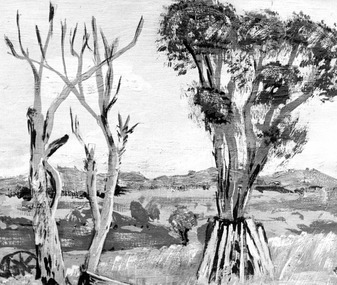 Photograph - Black and white photo of last painting done by Bill Grose