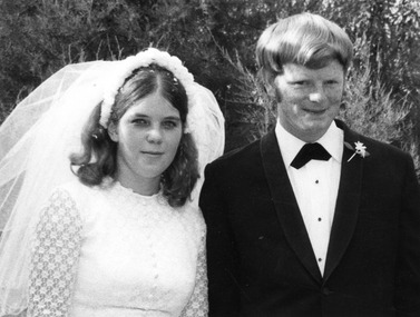 Photograph - Black and white photo of Wedding of Pauline Johnstone and Kevin Sutton c1972
