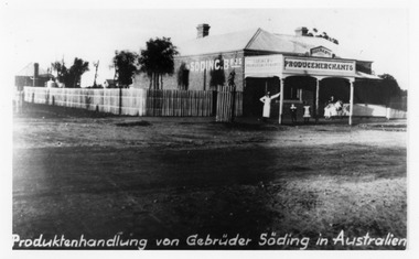 Photograph - Black and white Photo of Soding Bros building, 1938