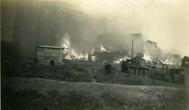 Photograph - 1949 Sepia Photo of Noske's Mill Fire