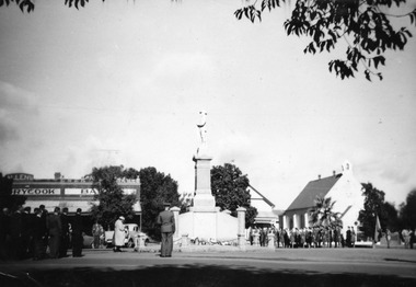 Photograph - 1960 Digital Photo Dews Bakery, Charlton War Memorial and St.Andrews Church and Hall, Joy  Curnow (Gretgrix), c1960