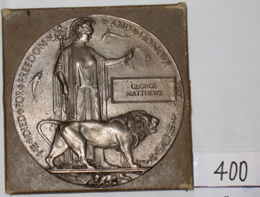 Memorial Plaque, Memorial Plaque Factory, "Dead Man's Penny", Circa 1921
