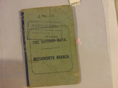 Booklet - Booklet Savings Bank passbook, Sands and MacDougall Limited Printers Melbourne, The Savings Bank Beechworth Branch No 151, 1900